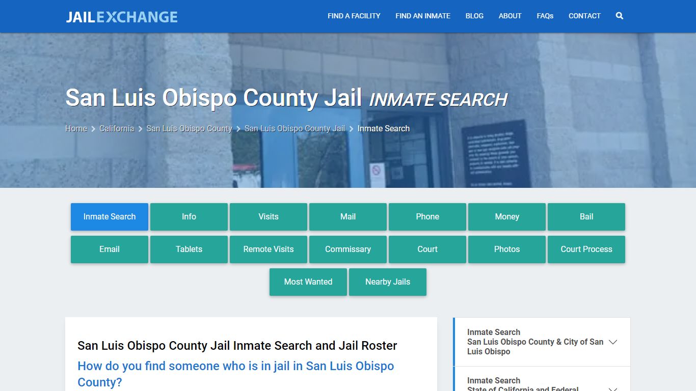 San Luis Obispo County Jail Inmate Search - Jail Exchange