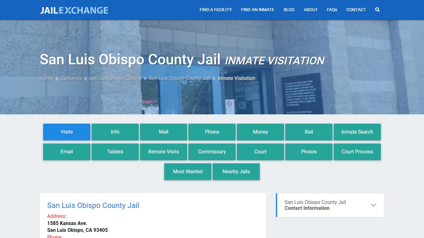 Inmate Visitation - San Luis Obispo County Jail, CA - Jail Exchange