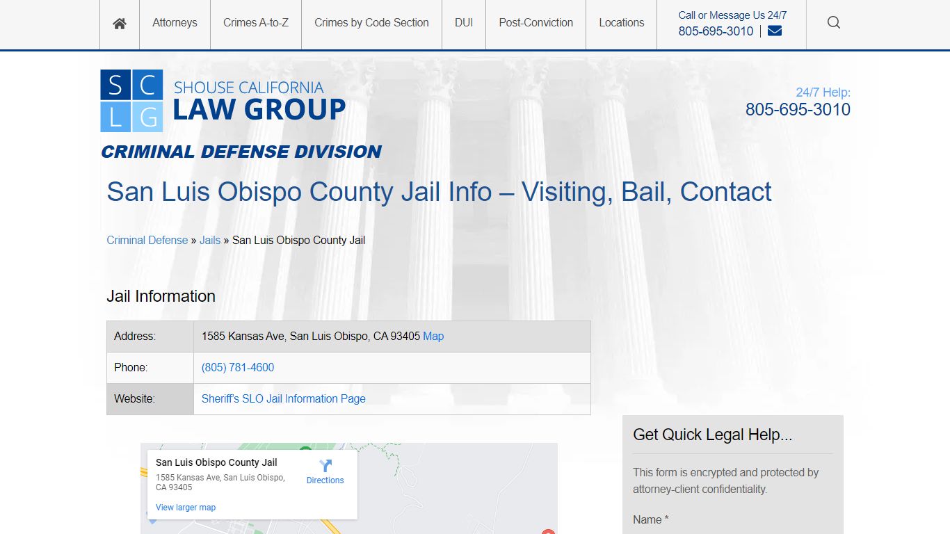 San Luis Obispo County Jail Info – Visiting, Bail, Contact