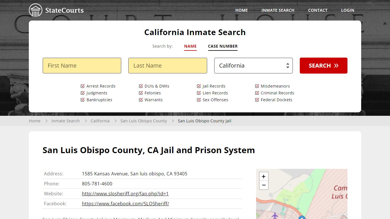 San Luis Obispo County Jail Inmate Records Search, California - StateCourts